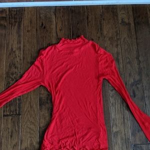 Red Ribbed Tight Turtleneck